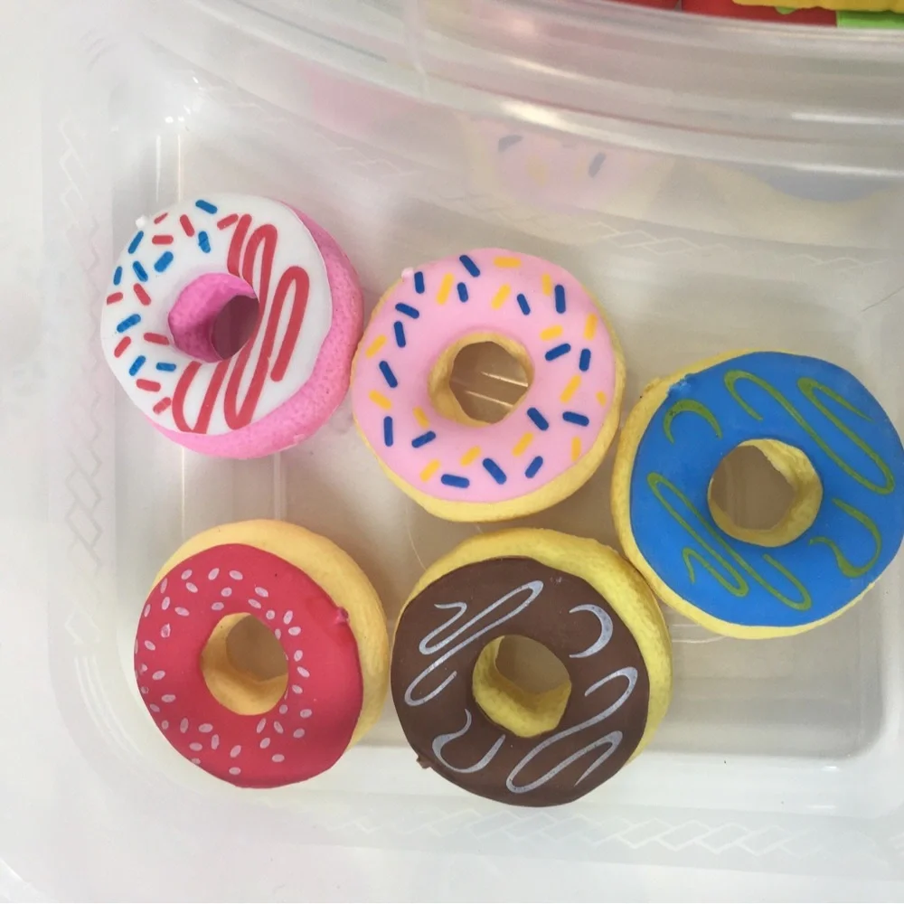 Novelty Erasers Lot of 25 Colorful Mini Food Eraser Set Pink, Yellow, Blue,Brown
